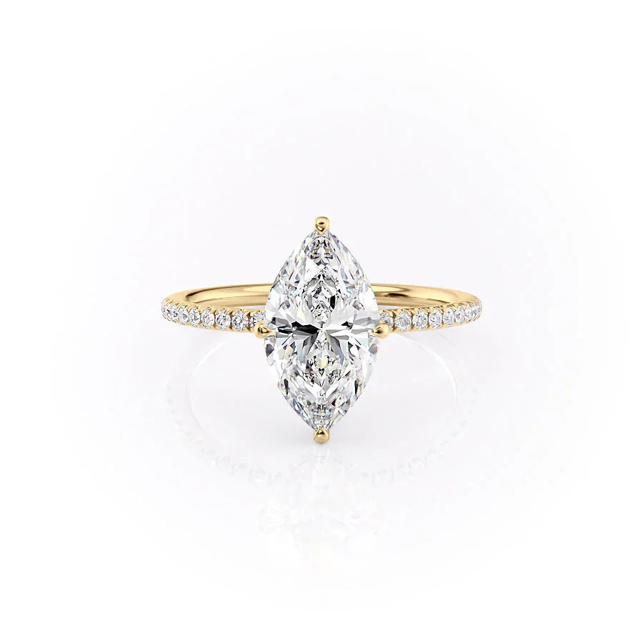 The Pave Crown Kamellie Set With A 3 Carat Marquise Moissanite