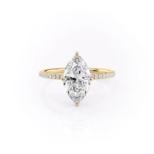 The Pave Crown Kamellie Set With A 2 Carat Marquise Moissanite