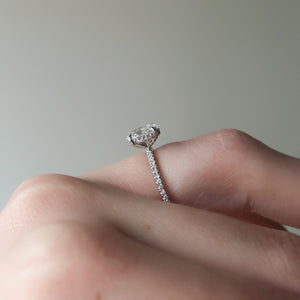 The Pave Crown Kamellie Set With A Oval Lab Diamond
