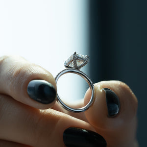 The Pave Crown Kamellie Set With A 1.5 Carat Radiant Lab Diamond