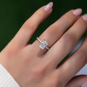 The Pave Crown Kamellie Set With A 1.5 Carat Radiant Lab Diamond