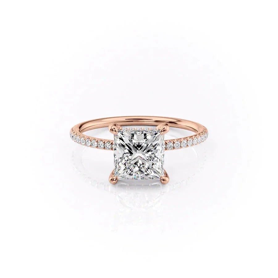 The Pave Crown Kamellie Set With A 1 Carat Princess Moissanite