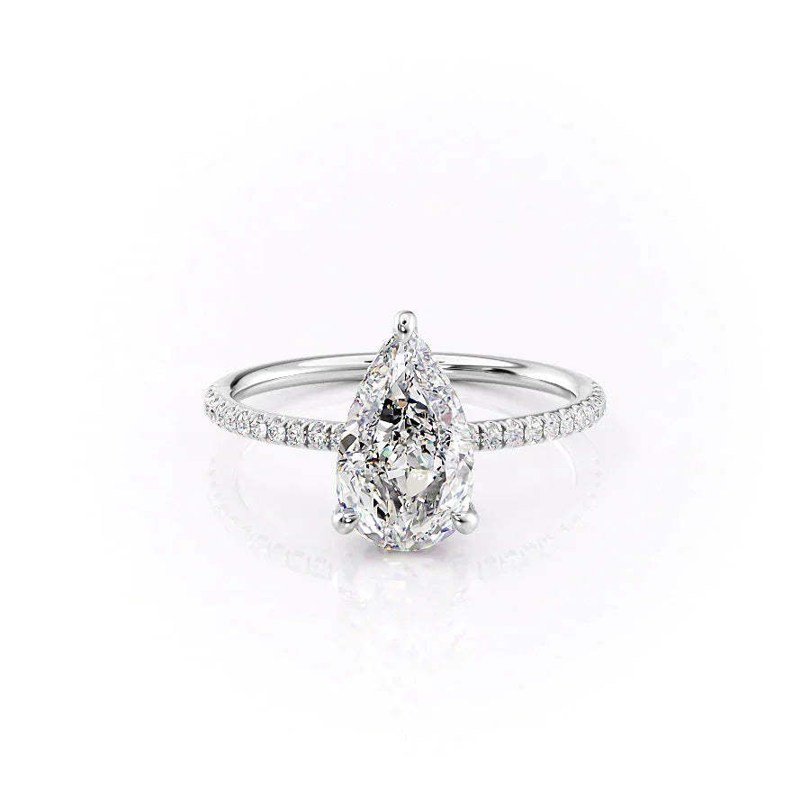 The Pave Crown Kamellie Set With A 1.5 Carat Pear Lab Diamond