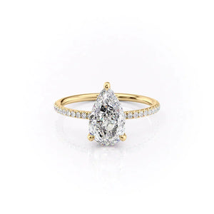 The Pave Crown Kamellie Set With A 4 Carat Pear Moissanite