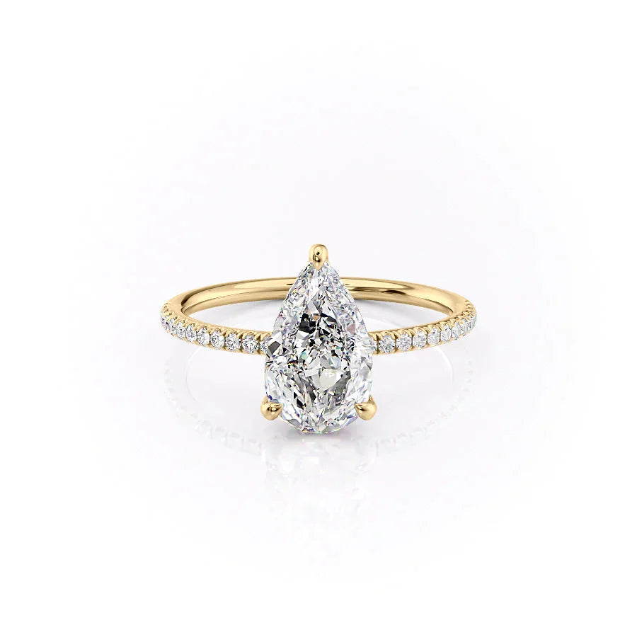 The Pave Crown Kamellie Set With A 3 Carat Pear Lab Diamond