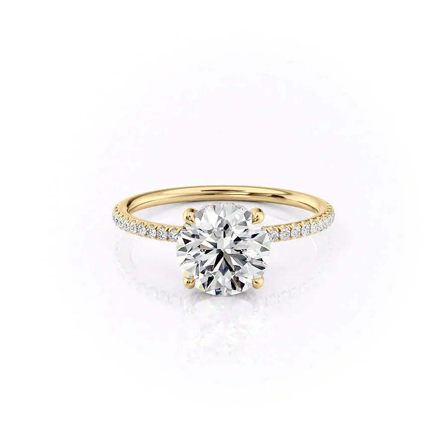The Pave Crown Kamellie Set With A 3 Carat Round Moissanite