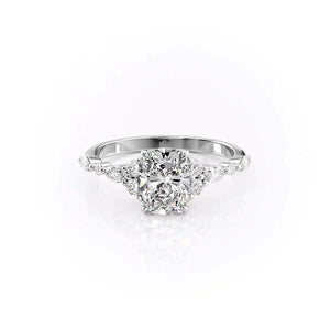 The Kristen Set With A 2.5 Carat Elongated Cushion Lab Diamond