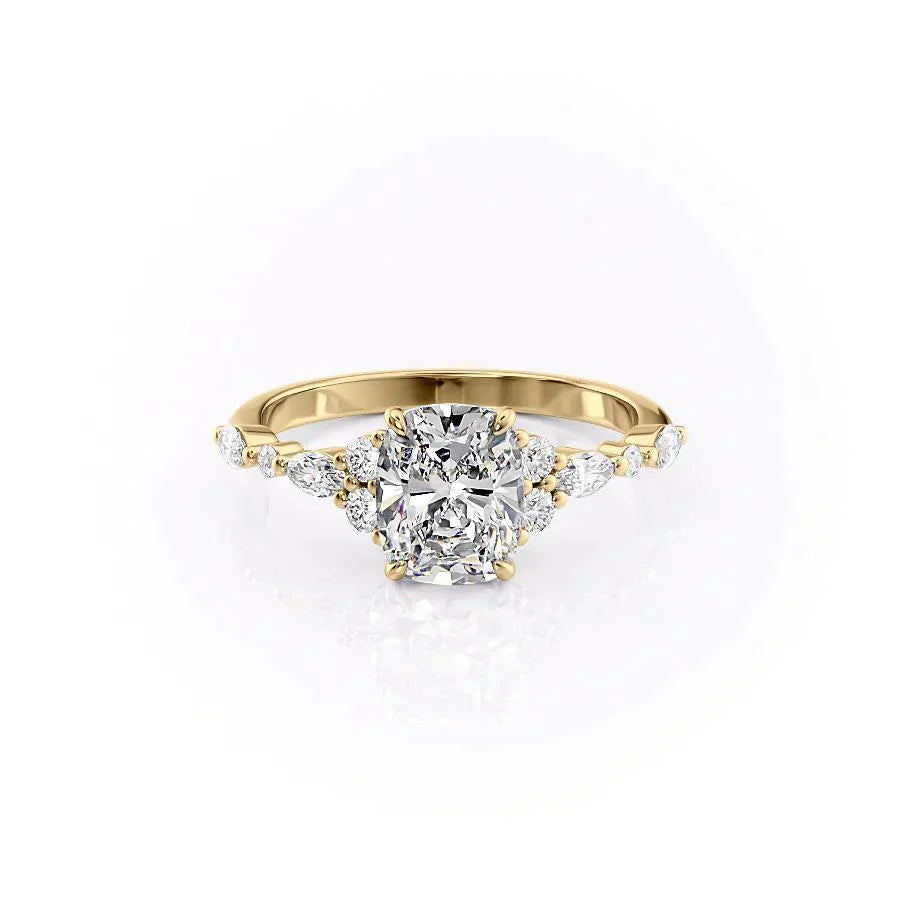 The Kristen Set With A 3 Carat Elongated Cushion Lab Diamond