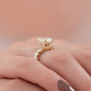 The Alex Set With A 3 Carat Elongated Cushion Moissanite