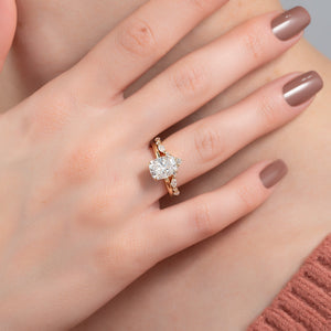 The Alex Set With A 3 Carat Elongated Cushion Moissanite