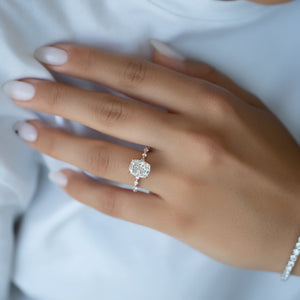 The Lindsey Set With A 4 Carat Elongated Cushion Moissanite