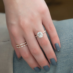 The Lindsey Set With A 4 Carat Elongated Cushion Moissanite