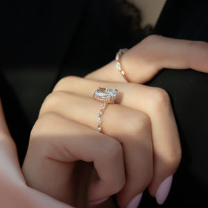 The Lindsey Set With A 4 Carat Elongated Cushion Moissanite