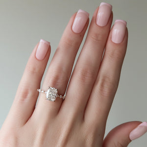 The Lindsey Set With A 4 Carat Elongated Cushion Moissanite