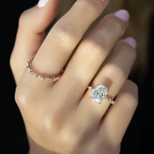 The Lindsey Set With A 4 Carat Elongated Cushion Moissanite