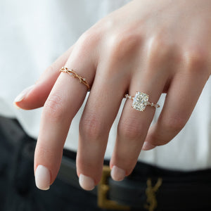 The Lindsey Set With A 4 Carat Elongated Cushion Moissanite
