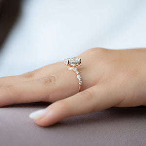 The Lindsey Set With A 4 Carat Elongated Cushion Moissanite