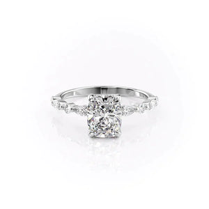 The Lindsey Set With A 1 Carat Elongated Cushion Moissanite