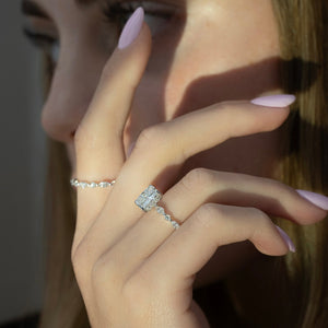The Lindsey Set With A 2 Carat Elongated Cushion Lab Diamond