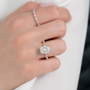 The Lindsey Set With A 2 Carat Elongated Cushion Lab Diamond