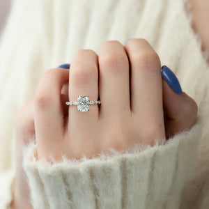 The Lindsey Set With A 2 Carat Elongated Cushion Lab Diamond
