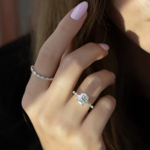 The Lindsey Set With A 2 Carat Elongated Cushion Lab Diamond