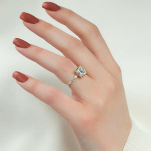 The Lindsey Set With A 3 Carat Elongated Cushion Moissanite