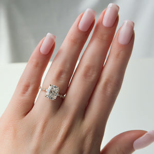 The Lindsey Set With A 3 Carat Elongated Cushion Moissanite