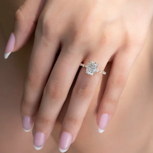 The Lindsey Set With A 3 Carat Elongated Cushion Moissanite