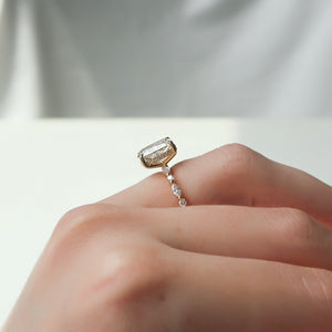 The Lindsey Set With A 3 Carat Elongated Cushion Moissanite
