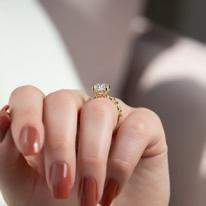 The Lindsey Set With A 3 Carat Elongated Cushion Moissanite