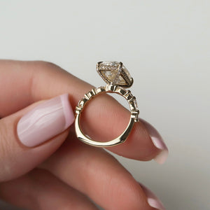 The Lindsey Set With A 3 Carat Elongated Cushion Moissanite