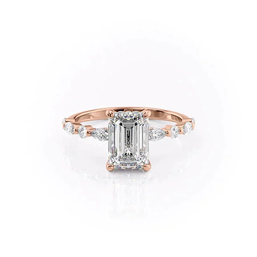 The Lindsey Set With A 3 Carat Emerald Moissanite