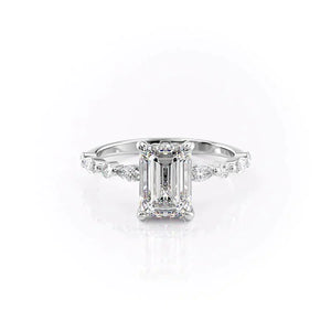 The Lindsey Set With A 3 Carat Emerald Moissanite