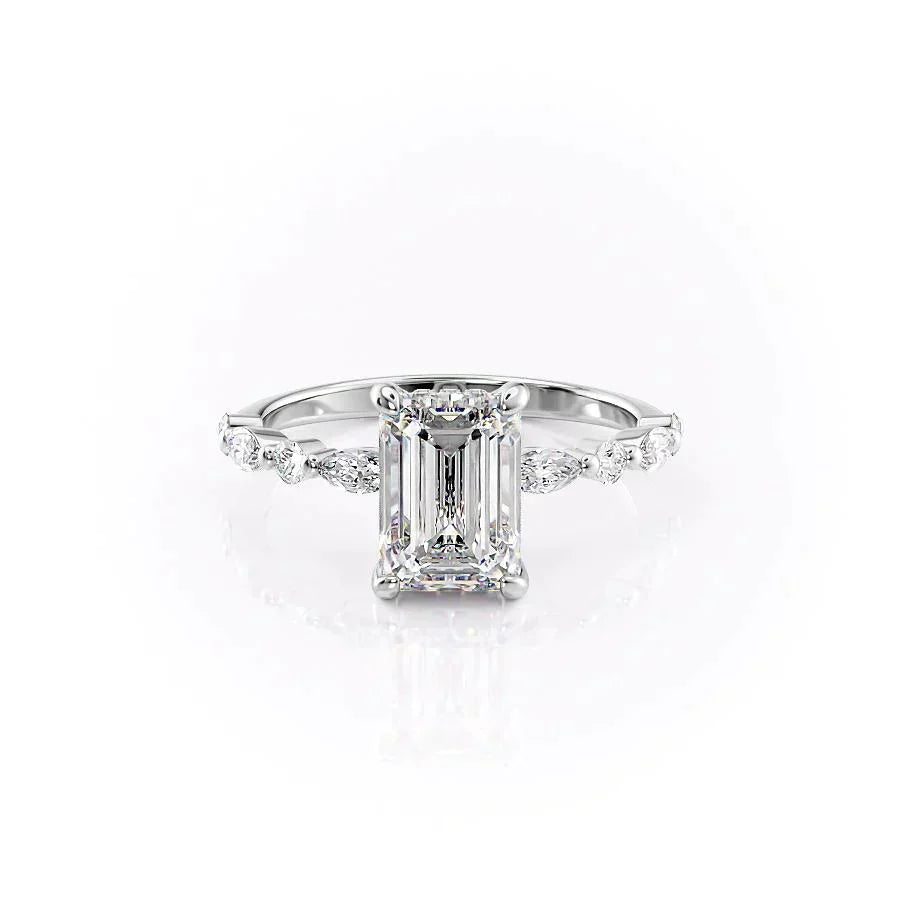 The Lindsey Set With A 3 Carat Emerald Moissanite
