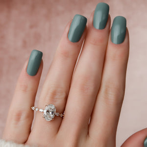 The Lindsey Set With A 1 Carat Oval Lab Diamond