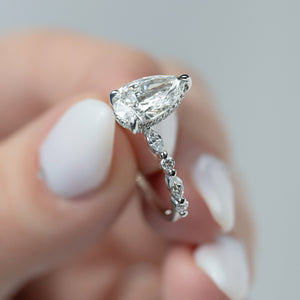 The Lindsey Set With A 3 Carat Pear Moissanite
