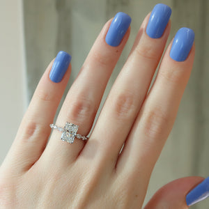 The Lindsey Set With A 3 Carat Radiant Moissanite