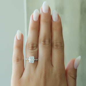 The Lindsey Set With A 3 Carat Radiant Moissanite