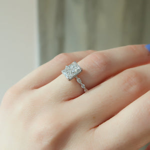 The Lindsey Set With A 3 Carat Radiant Moissanite