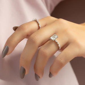 The Lindsey Set With A 3 Carat Radiant Moissanite