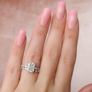 The Lindsey Set With A 3 Carat Radiant Moissanite