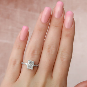 The Lindsey Set With A 3 Carat Radiant Moissanite