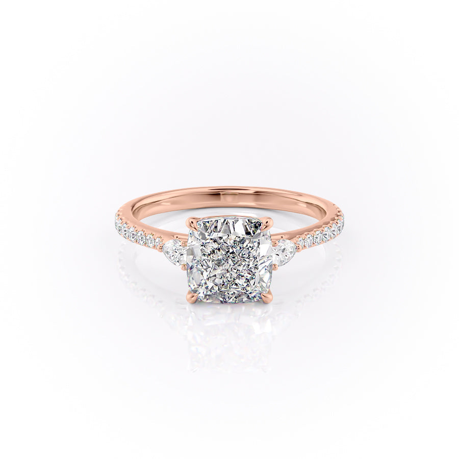 The Pave Pears Liv Set With A 2 Carat Cushion Lab Diamond
