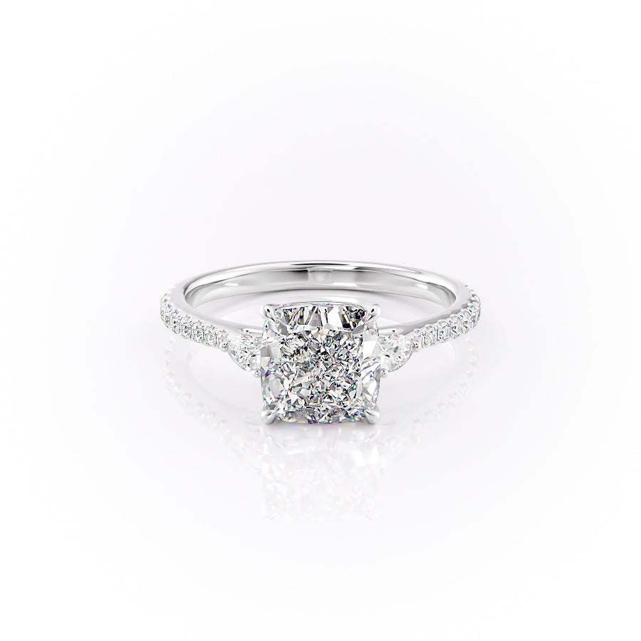 The Pave Pears Liv Set With A 2.5 Carat Cushion Lab Diamond