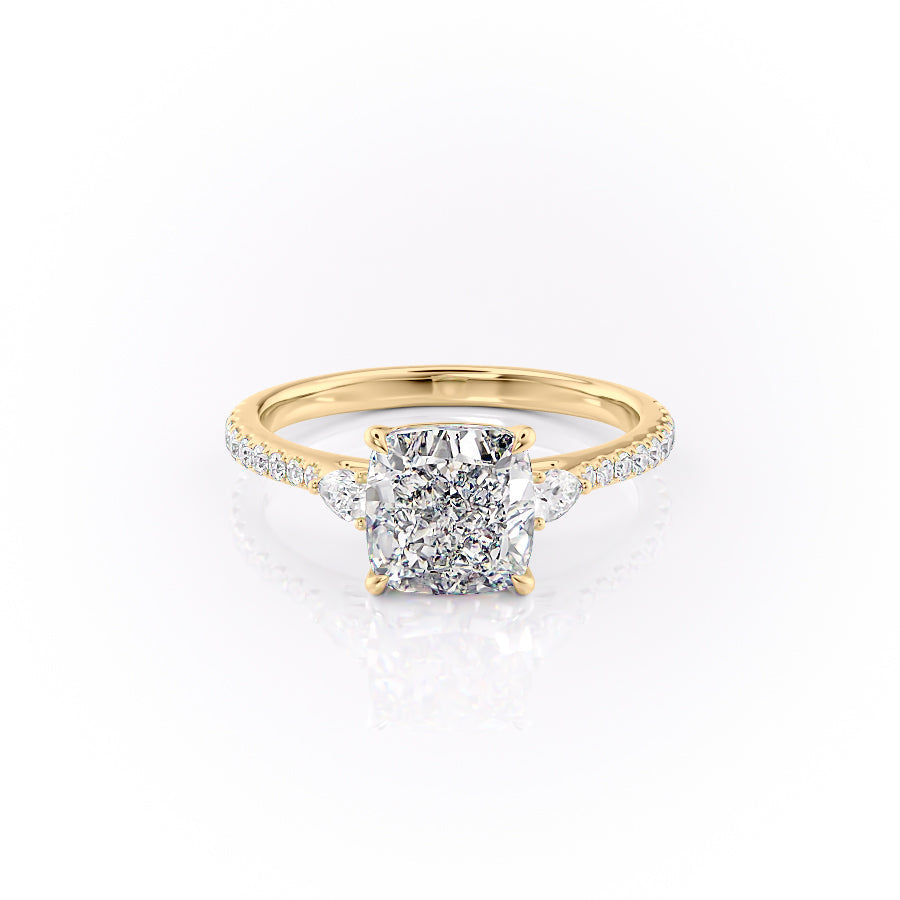 The Pave Pears Liv Set With A 1 Carat Cushion Lab Diamond