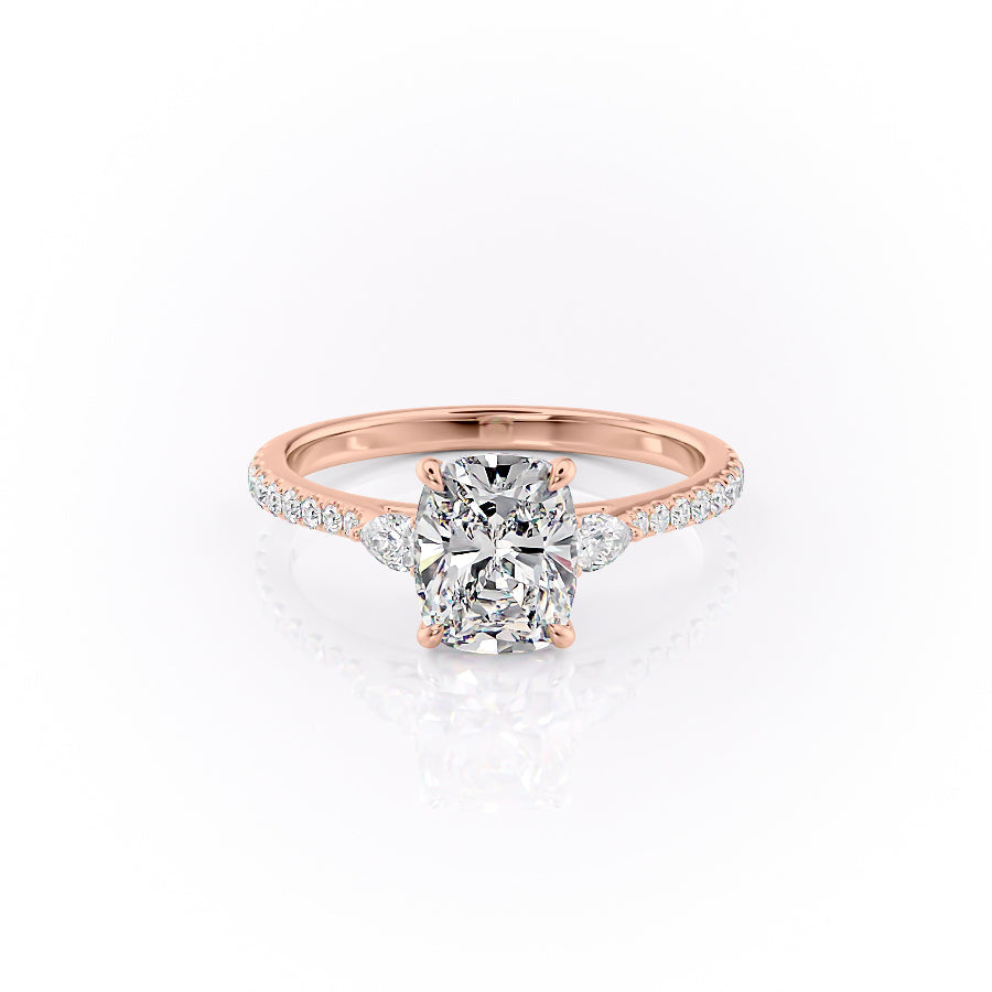 The Pave Pears Liv Set With A 2.5 Carat Elongated Cushion Lab Diamond