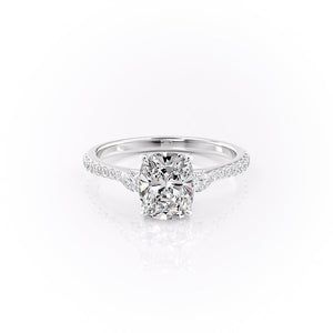 The Pave Pears Liv Set With A 1 Carat Elongated Cushion Lab Diamond