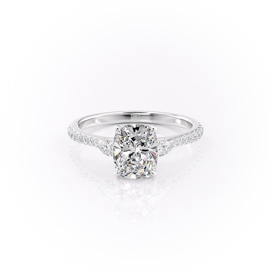 The Pave Pears Liv Set With A 3 Carat Elongated Cushion Lab Diamond