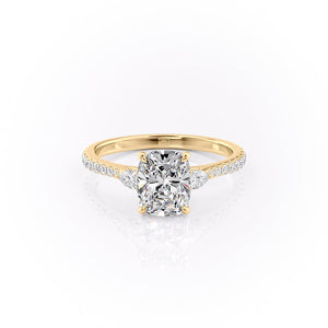 The Pave Pears Liv Set With A 1 Carat Elongated Cushion Lab Diamond